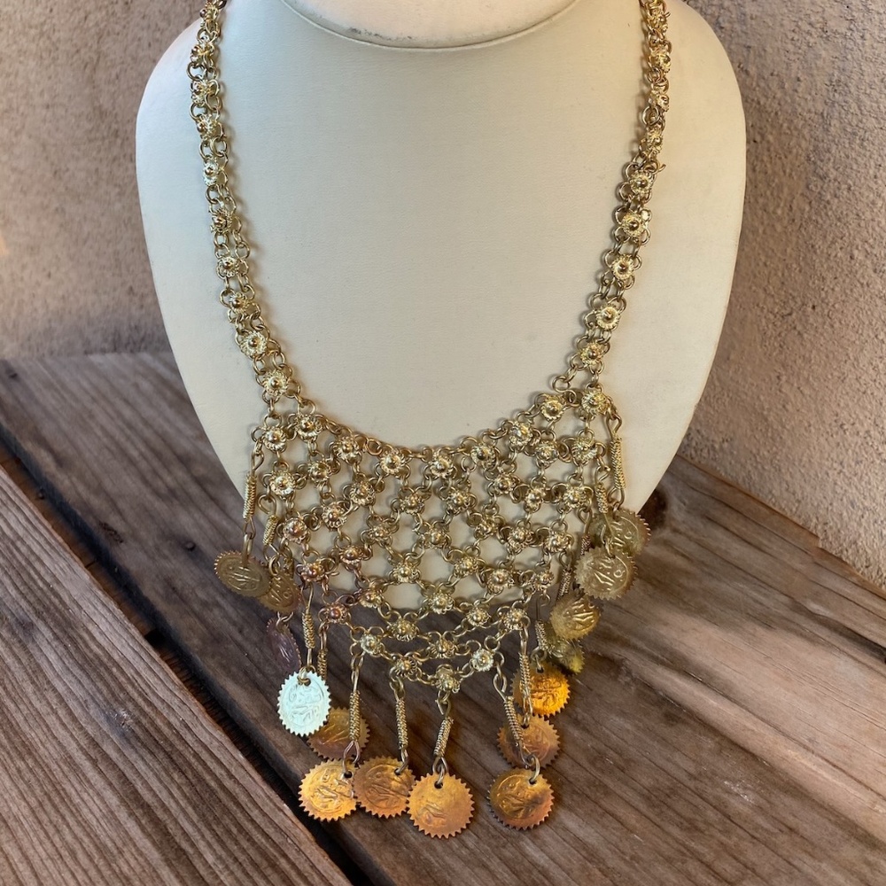 VTG 1970s Indian Bib Necklace Belly Dancer Style 19 inches